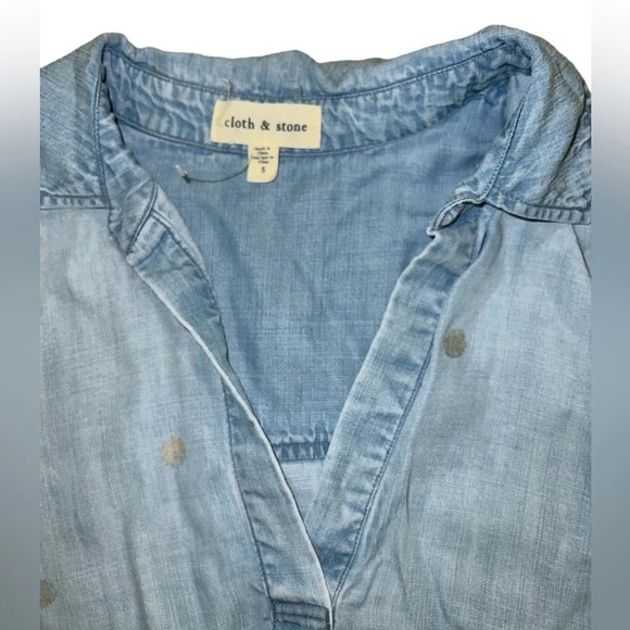 Cloth and Stone Blue Jean Dress with metallic dots. - Picture 9 of 13